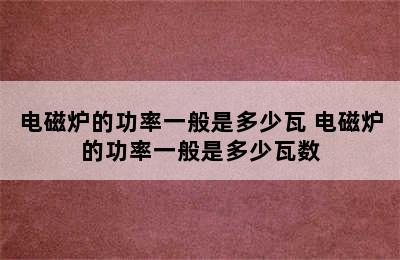 电磁炉的功率一般是多少瓦 电磁炉的功率一般是多少瓦数